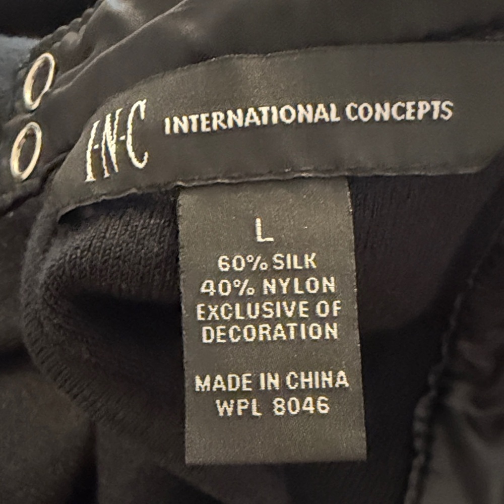 INC International Concepts Black Sleeveless Top with Leather Trim Size L - Picture 9 of 9